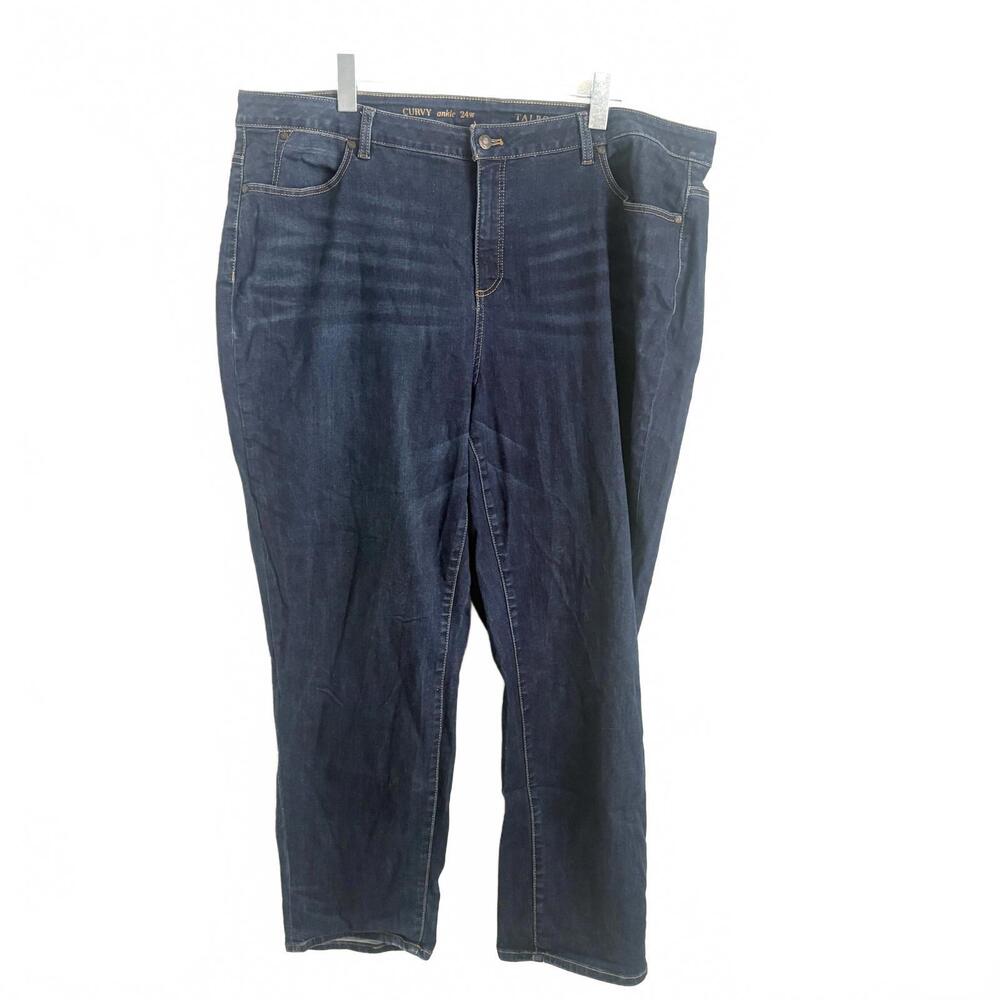 Talbots | Curvy Ankle Medium Wash Distressed Denim Jeans Size 24W‎